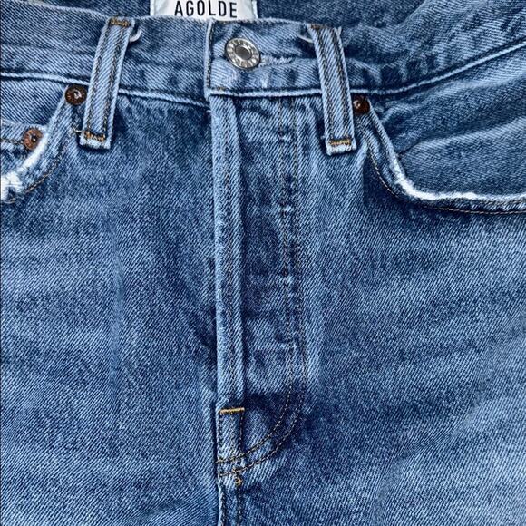 Agolde High Waist Button Fly Distressed Cutt Off Denim Parker Shorts Women's 24 - Picture 7 of 7